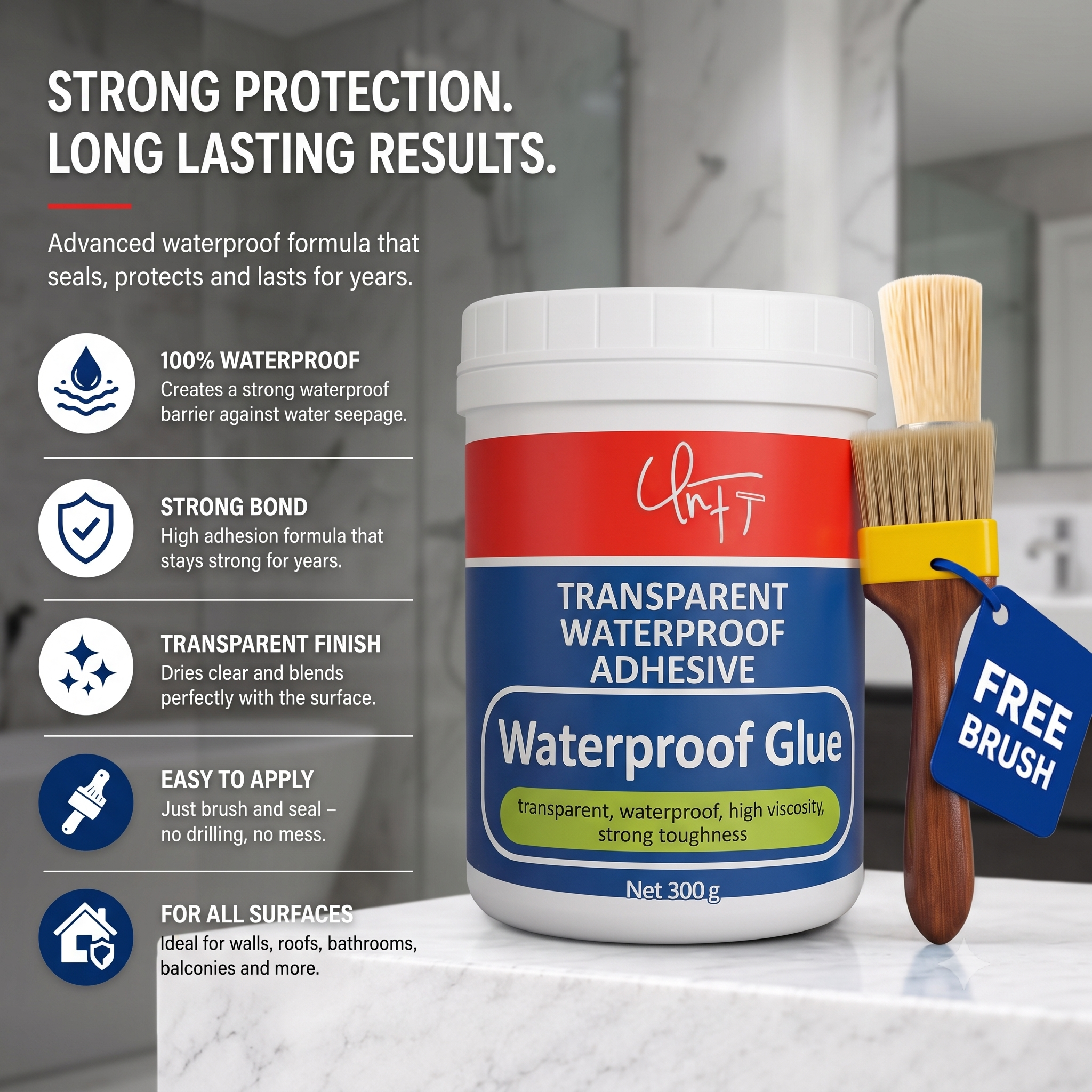 CrystalSeal™ Waterproof Invisible Glue (BUY 1 GET 1) + Free Brush