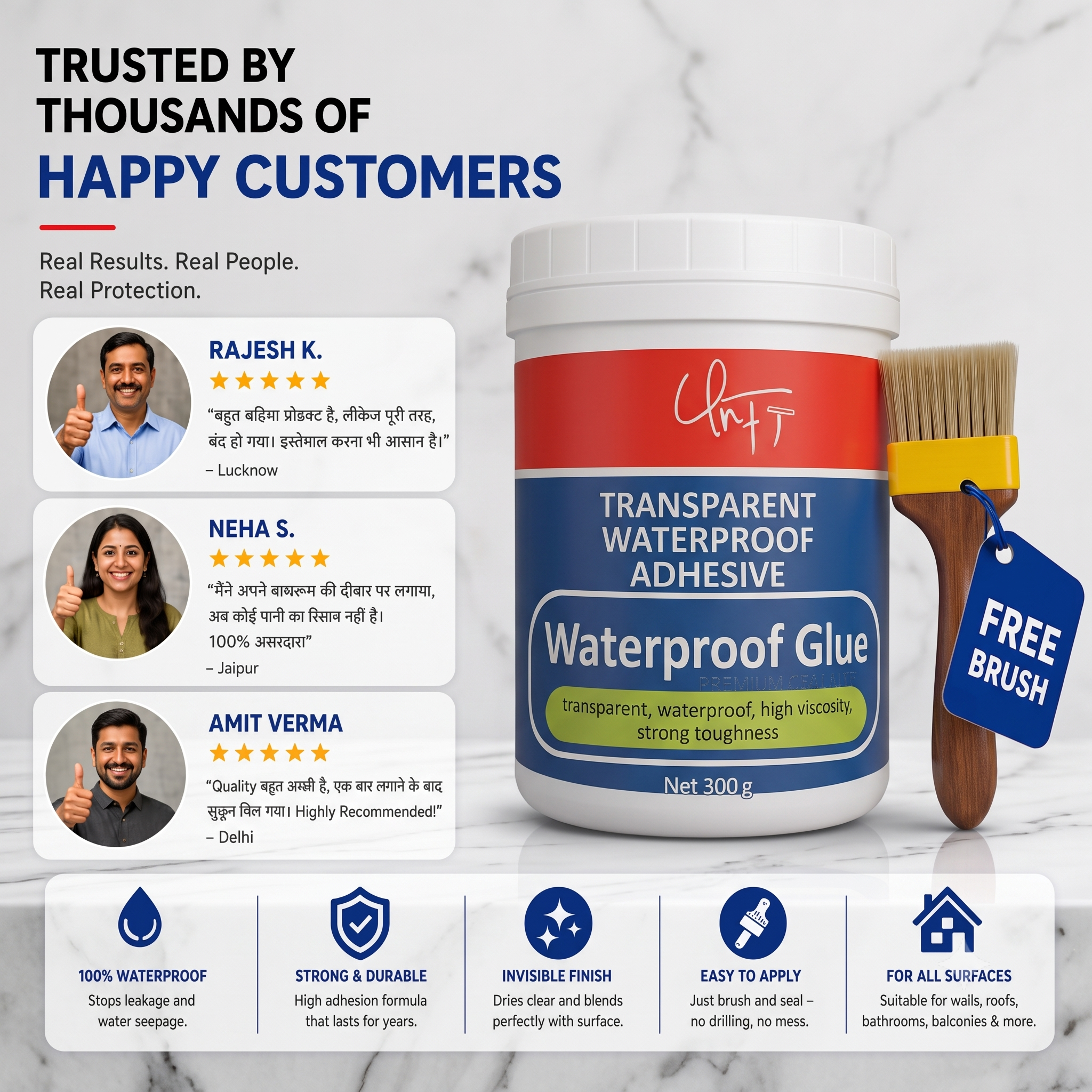 CrystalSeal™ Waterproof Invisible Glue (BUY 1 GET 1) + Free Brush