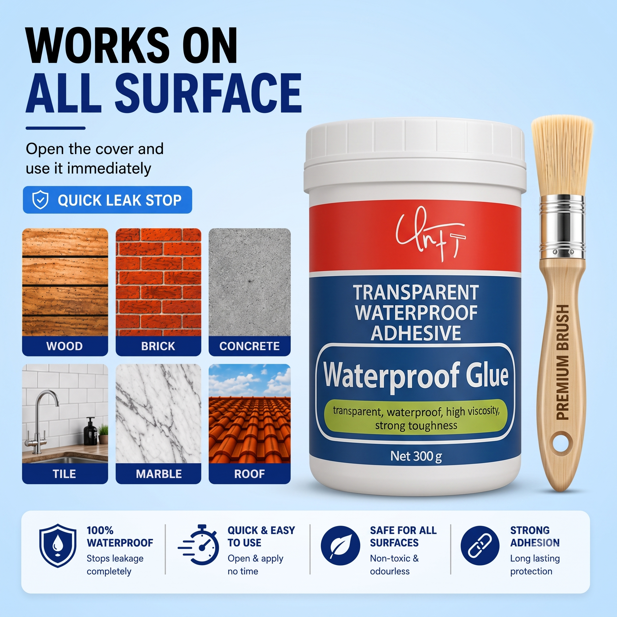 CrystalSeal™ Waterproof Invisible Glue (BUY 1 GET 1) + Free Brush